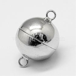 925 Sterling Silver Magnetic Clasps, Round, Platinum, 21x14mm, Hole: 2mm(STER-A102-011P-14mm)