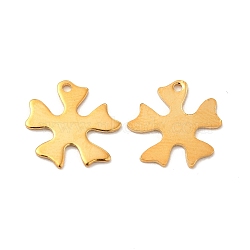 201 Stainless Steel Charms, Flower Charm, Real 24K Gold Plated, 13x13x0.75mm, Hole: 1mm(STAS-P320-21G)