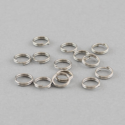 304 Stainless Steel Split Rings, Double Loops Jump Rings, Stainless Steel Color, 7x1.4mm, Inner Diameter: 5.6mm(STAS-Q186-01-7mm)
