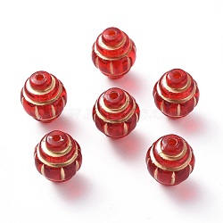 Plating Acrylic Beads, Metal Enlaced, Barrel, Red, 15x12mm, Hole: 1.8mm, about 455pcs/500g(OACR-P007-08)