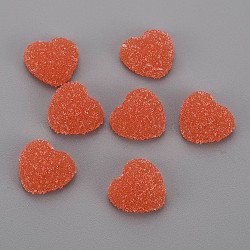 Transparent Clear Epoxy Resin Cabochons, Heart, Orange Red, 16x17x6mm(CRES-R431-01C)