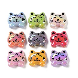 UV Plating Acrylic Beads, AB Color, Cat, Mixed Color, 18.5x20.5x8.5mm, Hole: 3mm(MACR-D029-14)