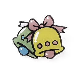 Christmas Acrylic Brooch Pin, Iron Badge for Backpack Clothes, Bell Pattern, 29x36x2mm(JEWB-WH0030-12I)