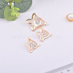 Alloy Rhinestone Pendants, Trumpet Flower, Crystal, Light Gold, 26x23mm(PALLOY-TAC0012-73B)