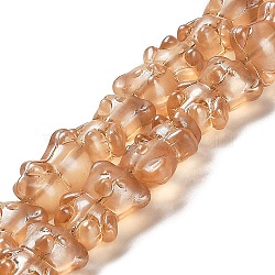 Electroplate Glass Beads Strands, Frosted, Bear, Sandy Brown, 16x12x9mm, Hole: 1.2mm, about 45pcs/strand, 25.98''(66cm)(EGLA-Q127-01M)