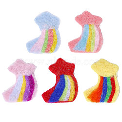 CHGCRAFT 5Pcs 5 Colors Handmade Felt Needle Felting Rainbow Star Ornaments, for DIY Clothing Bags Accessories, Mixed Color, 49x65x6mm, 1pc/color(DIY-CA0006-54)