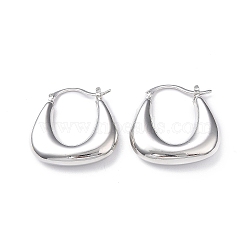 Rack Plating Brass Handbag Shape Hoop Earrings for Women, Lead Free & Cadmium Free, Platinum, 32x30x7mm, Pin: 1.3~1.6x0.8mm(EJEW-F306-06P)