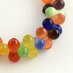 Cat Eye Glass Bead Strands, Bone, Mixed Color, 15~16x8mm, Hole: 1mm, about 50pcs/strand, 11 inch(CE-R010-07)