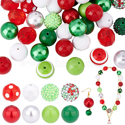 Elite 1 Set Mixed Style Acrylic and Resin Beads, Round, Red, 17.5~20x18~20mm, Hole: 2.5~3.5mm, 50pcs/set(MACR-PH0001-56B)