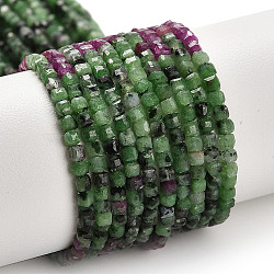 Natural Ruby in Zoisite Beads Strands, Faceted Table Cut Cube, 2x2x2mm, Hole: 0.7mm, about 186pcs/strand, 15.55''(39.5cm)(G-K373-A02-01)