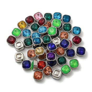ABS Plastic Cabochons, with Acrylic, Square, Mixed Color, 9.5x9.5x5.5mm
