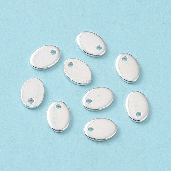304 Stainless Steel Charms, Stamping Blank Tag, Oval, Silver, 7x5x0.9mm, Hole: 1mm