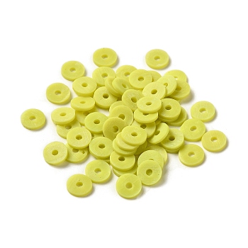 Handmade Polymer Clay Beads, for DIY Jewelry Crafts Supplies, Disc/Flat Round, Heishi Beads, Green Yellow, 8x1mm, Hole: 1.5mm, about 10000pcs/bag