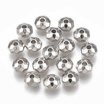 CCB Plastic Beads, Faceted, Rondelle, Platinum, 6x4mm, Hole: 1.5mm, about 5767pcs/443g