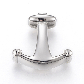 304 Stainless Steel Slide Charms, Anchor, Stainless Steel Color, 20x21x9.5mm, Hole: 6x13mm