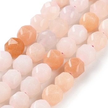Natural Pink Aventurine Beads Strands, Faceted, Double Hearted & Star Cut Beads, 7~8.5x7.5~8mm, Hole: 0.8~1mm, about 48~50pcs/strand, 15.16~15.55 inch(38.5~39.5cm)