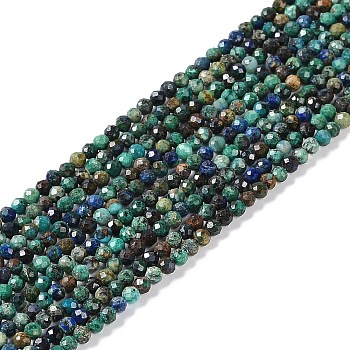 Natural Chrysocolla and Lapis Lazuli Beads Strands, Faceted, Round, 3x2.5mm, Hole: 0.6mm, about 151~153pcs/strand, 15.35''(39cm)