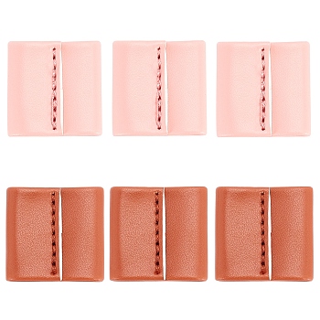 CHGCRAFT 6 Pcs 2 Colors PU Leather String Slide String Keeper, for Bucket Bag, Square, Mixed Color, 25/31x25/31x5mm, Hole: 12mm, 2pcs/color