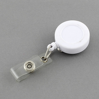 Plastic Clip-On Retractable Badge Holders, Tag Card Holders, White, 84x31x12mm