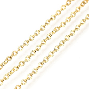 Rack Plating Brass Cable Chains, Cadmium Free & Nickel Free & Lead Free, with Spool, Unwelded, Real 18K Gold Plated, 2.5x2x0.4mm, about 32.81 Feet(10m)/Roll