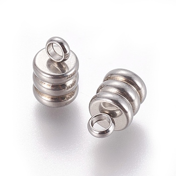 202 Stainless Steel Cord Ends, Stainless Steel Color, 9x6mm, Hole: 2mm, Inner Diameter: 3mm