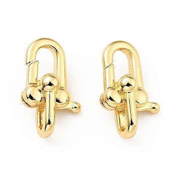 Brass Lobster Claw Clasps, Oval, Cadmium Free & Lead Free, Real 18K Gold Plated, 19x11.5x8mm, Hole: 2.5x4.5mm