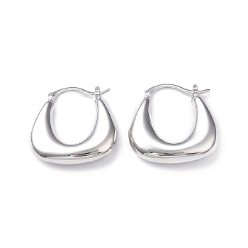 Rack Plating Brass Handbag Shape Hoop Earrings for Women, Lead Free & Cadmium Free, Platinum, 32x30x7mm, Pin: 1.3~1.6x0.8mm