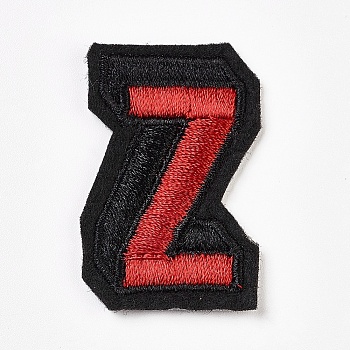Computerized Embroidery Cloth Iron On Patches, Costume Accessories, Appliques, Letter, FireBrick, 40x25x2mm