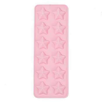 Food Grade Silicone Molds, Fondant Molds, For DIY Cake Decoration, Chocolate, Candy, UV Resin & Epoxy Resin Jewelry Making, Star, Pink, 255x92x14.5mm, Star: 35x35mm