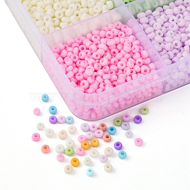 5250Pcs 15 Colors 8/0 Opaque Frosted Glass Seed Beads(SEED-YW0001-74-A)-3