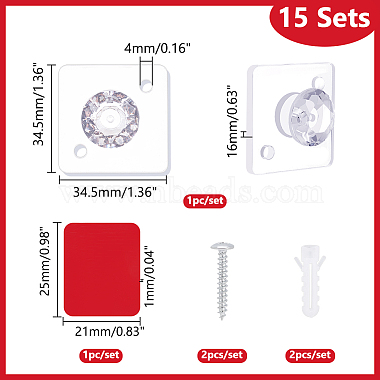 Ahadermaker 15 セットアクリルダイヤモンドフックハンガージュエリーネックレス用(FIND-GA0003-46)-2