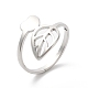 304 Stainless Steel Heart & Leaf Adjustable Ring for Women(RJEW-K245-35P)-3