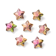 Electroplate Glass Charms, Faceted, Star, Cerise, 13x13.5x7mm, Hole: 1.2mm(GLAA-H104-A09)