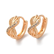 Brass Hoop Earrings with Rhinestone, Bowknot, Light Gold, 14.5x6.5x16.5mm(EJEW-K256-97KCG)