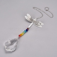 Crystal Ceiling Fan Pull Chains Chakra Hanging Pendants Prism, with Cable Chains, Dragonfly, Colorful, 322mm(X-AJEW-WH0021-30C)