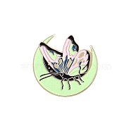 Glow in the Dark Luminous Moth Enamel Pin, Golden Alloy Badge for Backpack Clothes, Pale Green, 28x30.5mm(LUMI-PW0004-001D)