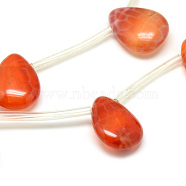 Natural Fire Crackle Agate Beads Strands, Dyed & Heated, teardrop, 18~19x13~14x6~7mm, Hole: 1mm, about 12pcs/strand, 15.7 inch(G-Q948-66)