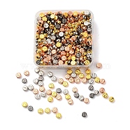 500Pcs 4 Colors CCB Plastic Beads, Horizontal Hole, Flat Round with Letter A~Z, Mixed Color, 7x4mm, Hole: 1.4mm(CCB-YW0001-03M)