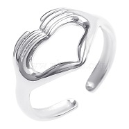 Titanium Steel Open Cuff Rings, Adjustable Heart Gesture Ring for Men Women, Stainless Steel Color(GN4869-1)