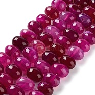 Natural Agate Beads Strands, Dyed & Heated, Egg, Fuchsia, 15~17x11~12mm, Hole: 1.6mm, about 14~15pcs/strand, 6.69~6.89 inch(17~17.5cm)(G-G021-03A-09)