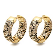 Rack Plating Brass Micro Pave Cubic Zirconia Hoop Earrings, Long-Lasting Plated, Lead Free & Cadmium Free, Real 18K Gold Plated, 19.5~20x7mm(EJEW-H016-23G)