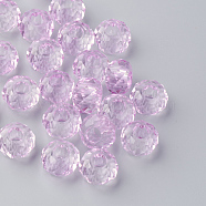 Glass European Beads, Large Hole Beads, No Metal Core, Rondelle, Lavender, about 14mm in diameter, 8mm thick, hole: 5mm(X-GDA007-31)