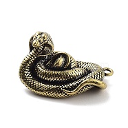 Brass Pendants, Snake, Antique Bronze, 34.5x21.5x20.5mm, Hole: 2.5mm(KK-A216-11AB)