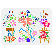 Plastic Hollow Out Drawing Painting Stencils Templates, for Painting on Scrapbook Fabric Tiles Floor Furniture Wood, Flower, 29.7x21cm(DIY-WH0396-883)