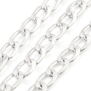 Oxidation Aluminum Cuban Link Chains, Unwelded, with Spool, Platinum, 14.5x9x2mm, about 65.62 Feet(20m)/Roll(CHA-D001-06P)