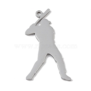 304 Stainless Steel Pendants, Batsman Charm, Stainless Steel Color, 41x23x1.5mm, Hole: 2mm(STAS-B062-01B-P)