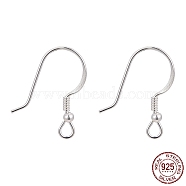 925 Sterling Silver Earring Hooks, Silver, 18x9mm, Hole: 2mm, 24 Gauge, Pin: 0.7mm(STER-G011-02)