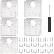 Unicraftale 10 Sets 430 Stainless Steel Mounting Plate, Hinge Accessories, with Iron Screws, and 1Pc Steel Cross Screwdriver, Stainless Steel Color, 90x90x1mm(AJEW-UN0001-33)