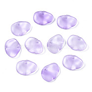 Transparent Spray Painted Glass Pendants, Frosted, Petal, Lilac, 15x20x4mm, Hole: 1.4mm(GLAA-Q089-001A-002)