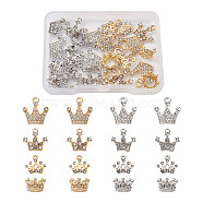 32Pcs 4 Style Alloy Rhinestone Pendants, with Beads, Crown, Platinum & Golden, 2 Colors, 4pcs/style(PALLOY-TA0002-30)